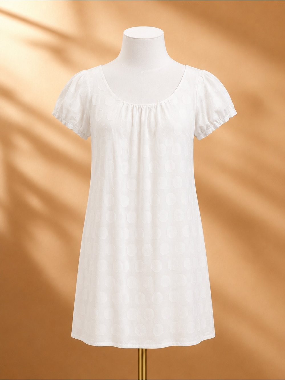 Apostrophe Women’s Size 12 White Fully Lined 100% Cotton Short Sleeve Dress